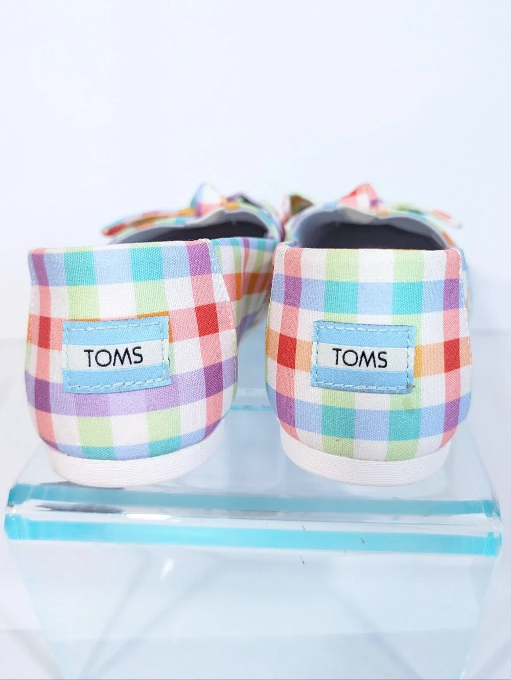 Toms Plaid Alpargata sz 8.5 NEW Women Flat Slip on Shoes Summer madras bow
